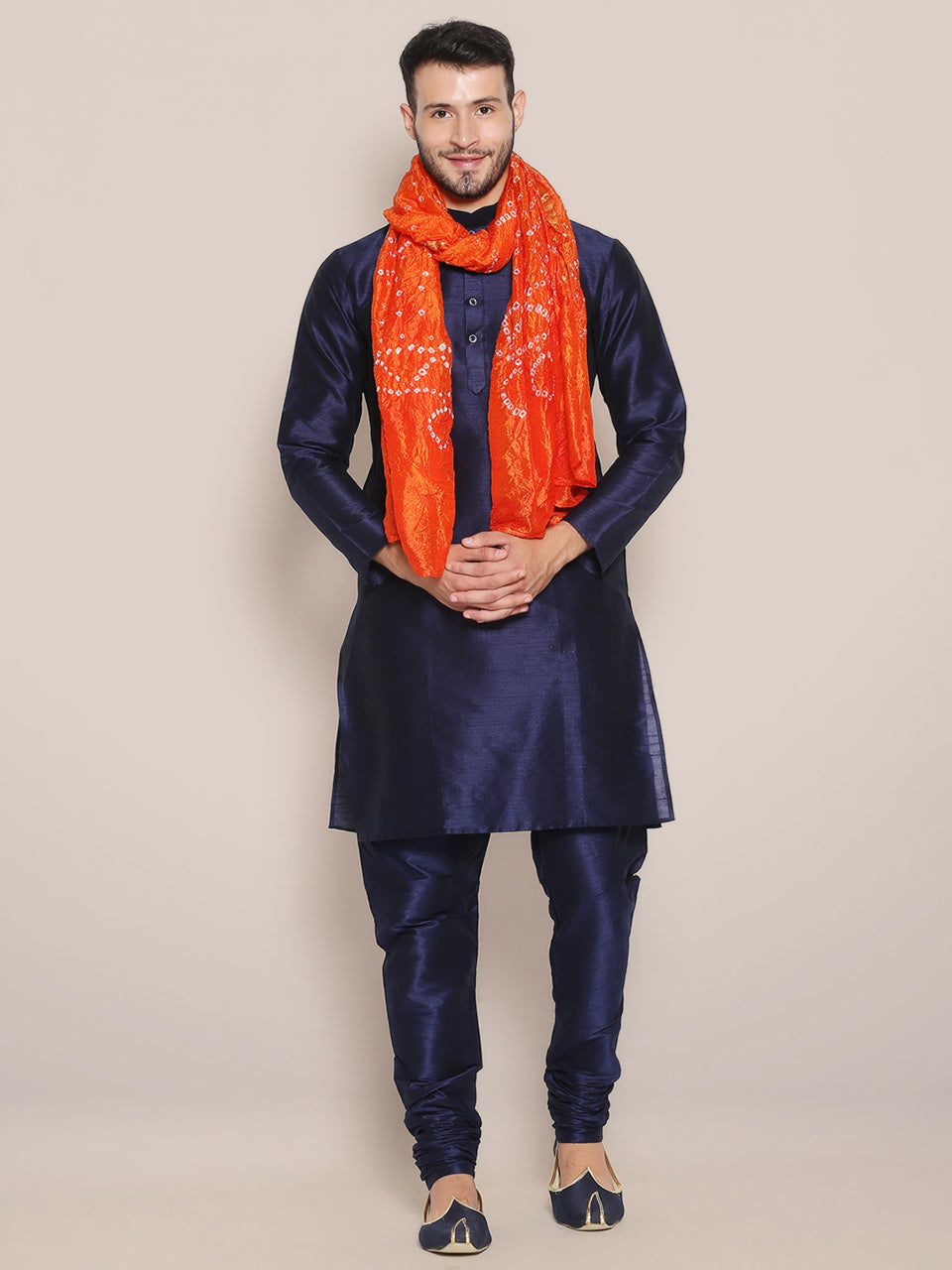 Men's Orange Bandhini Dupatta freeshipping - Dupatta Bazaar