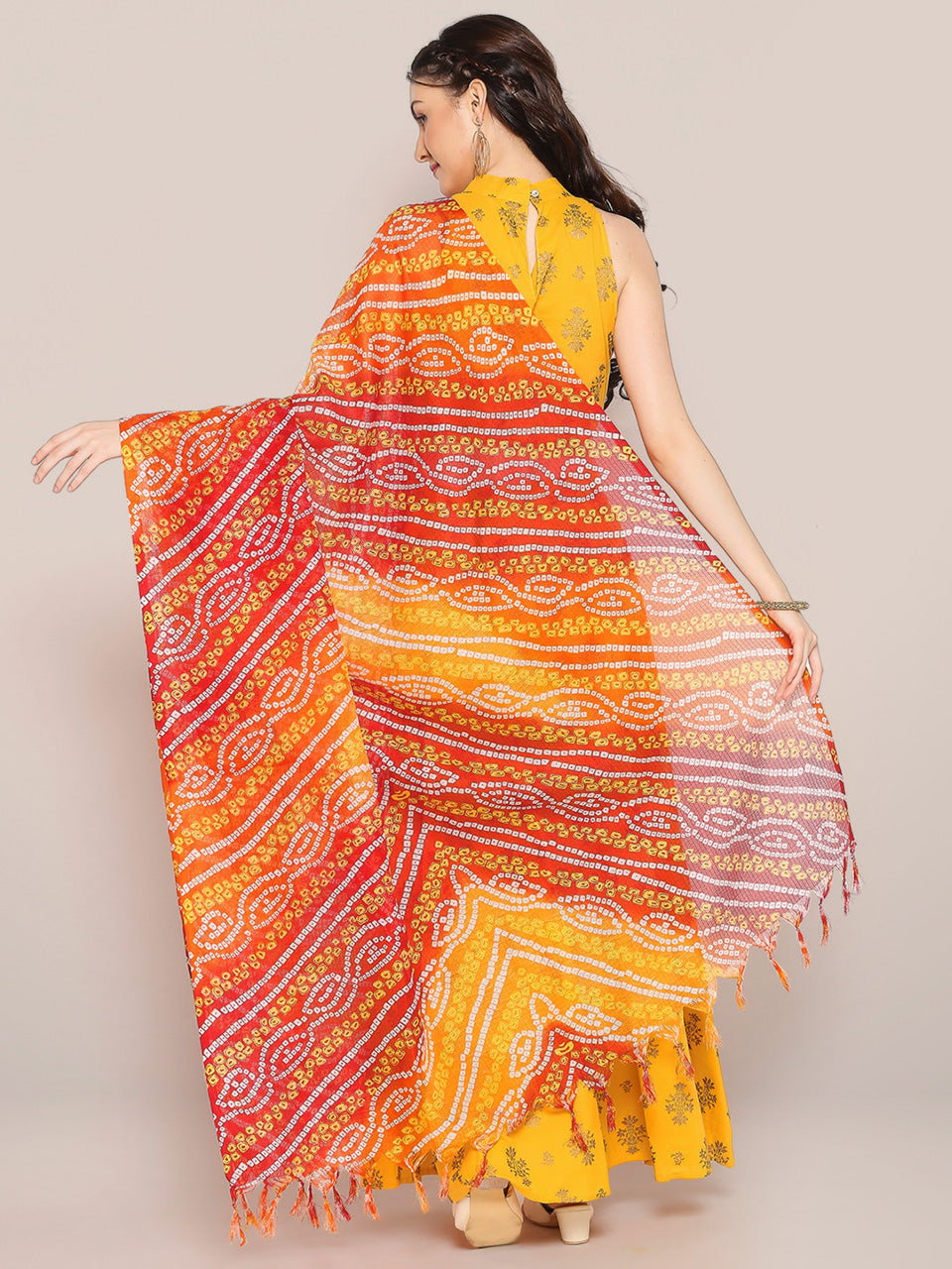 Digital Printed Red Bandhini Kota Doria Dupatta freeshipping - Dupatta Bazaar