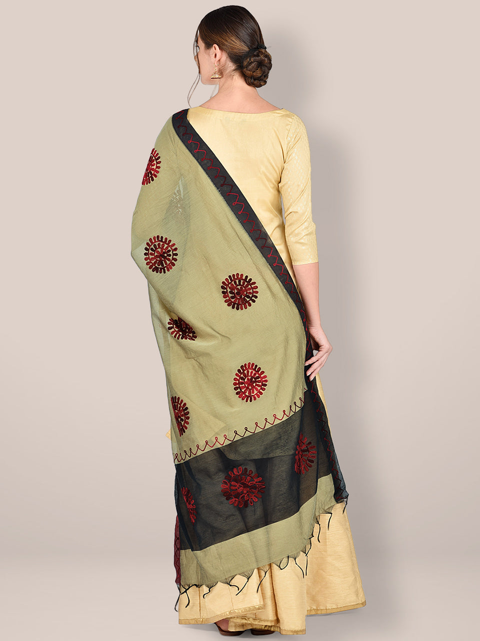 Embroidered Chanderi Silk Dupatta freeshipping - Dupatta Bazaar