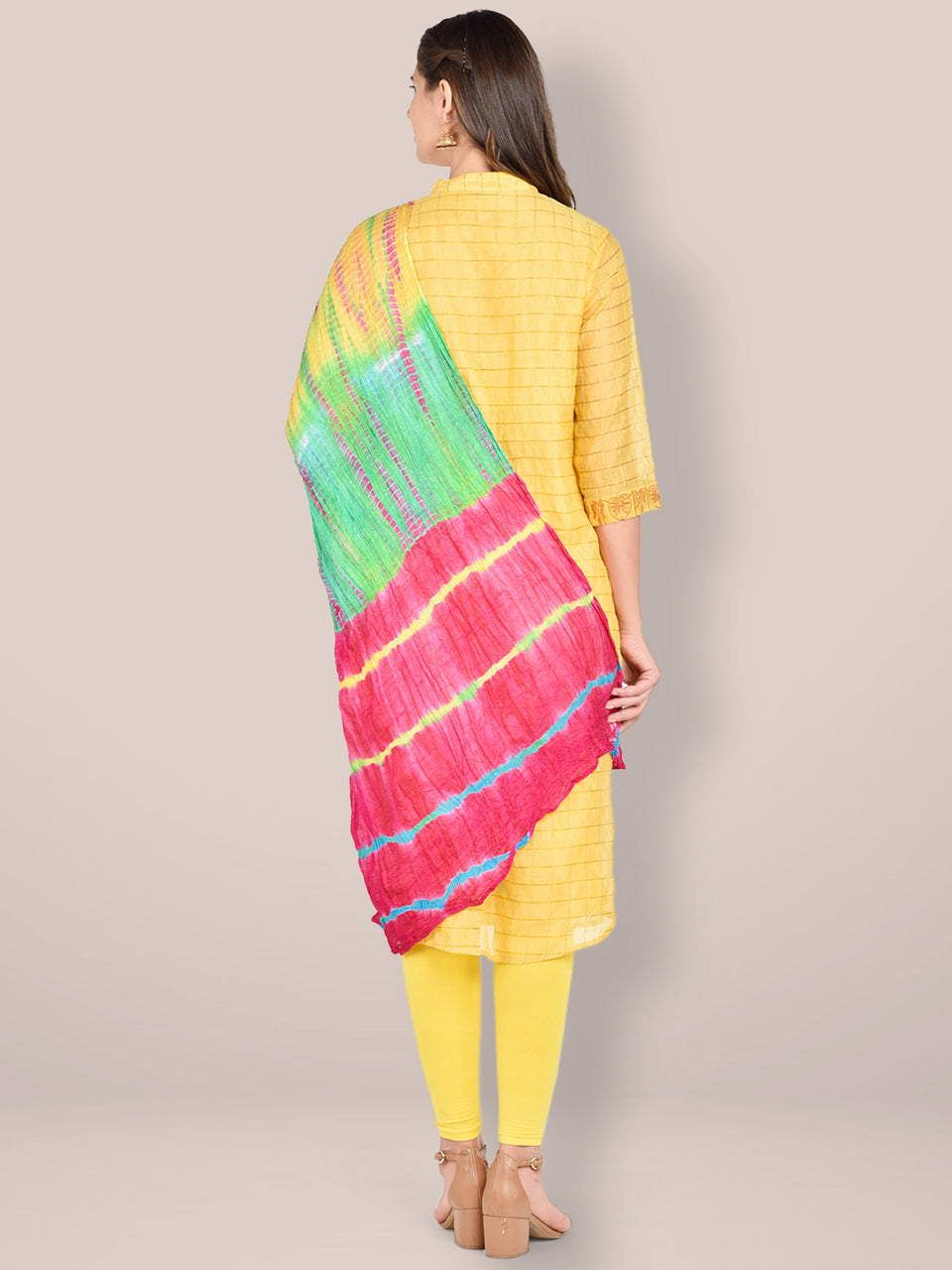 Pink & Multicoloured Blended Silk Dupatta freeshipping - Dupatta Bazaar