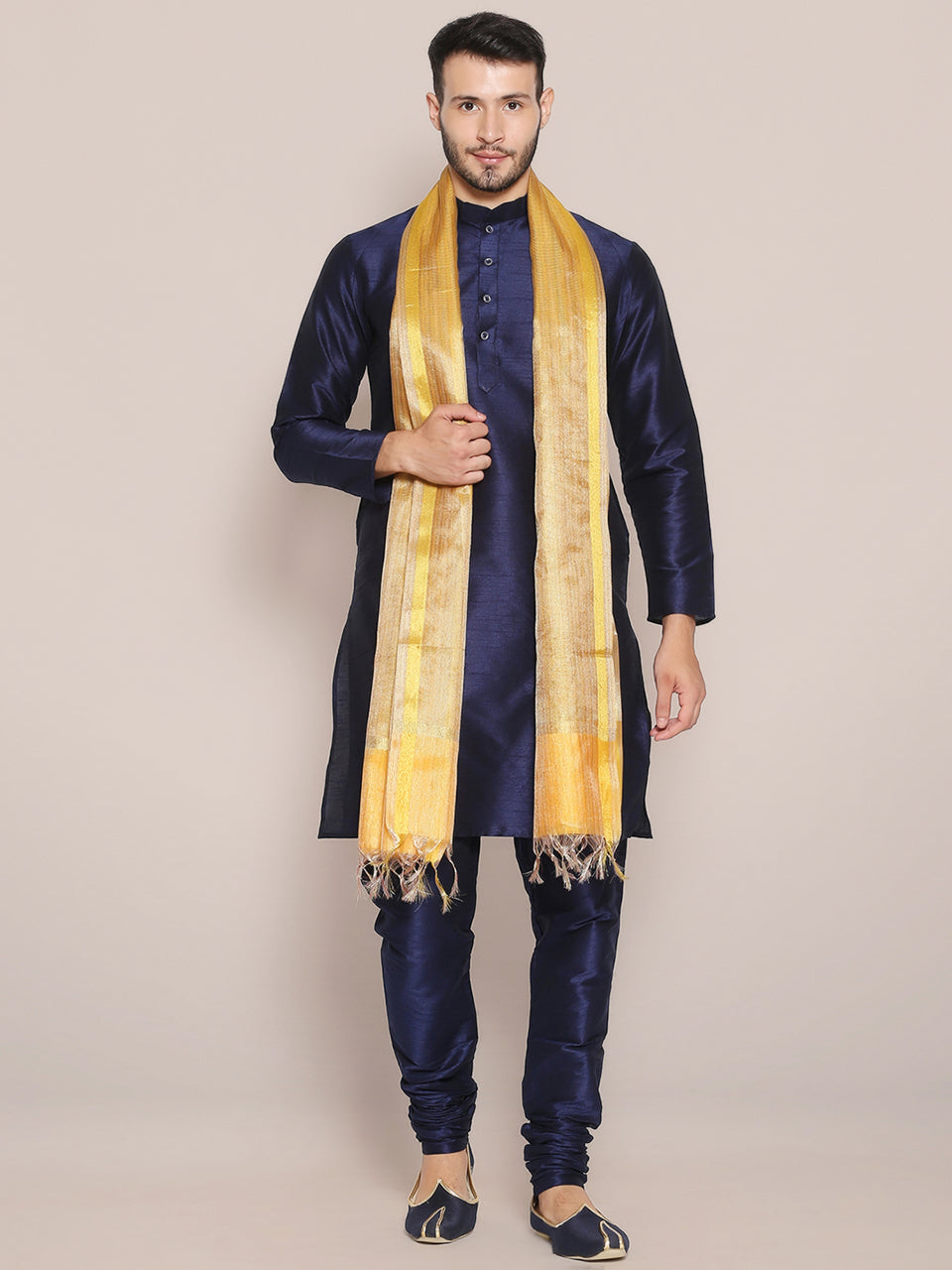 Men's Two Toned Gold Silk Dupatta freeshipping - Dupatta Bazaar