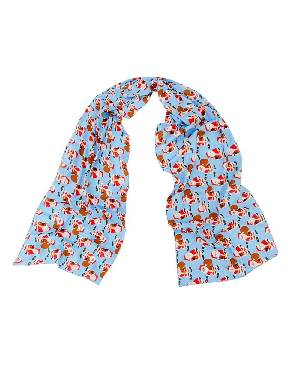 Printed Light Blue Silk Blend  Scarf/ Stole 