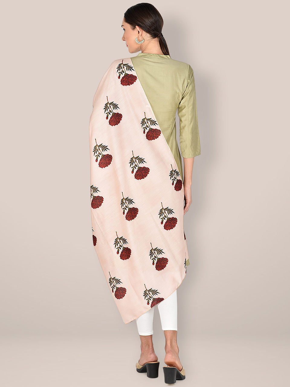 Printed Cream & Multicoloured Silk Dupatta freeshipping - Dupatta Bazaar