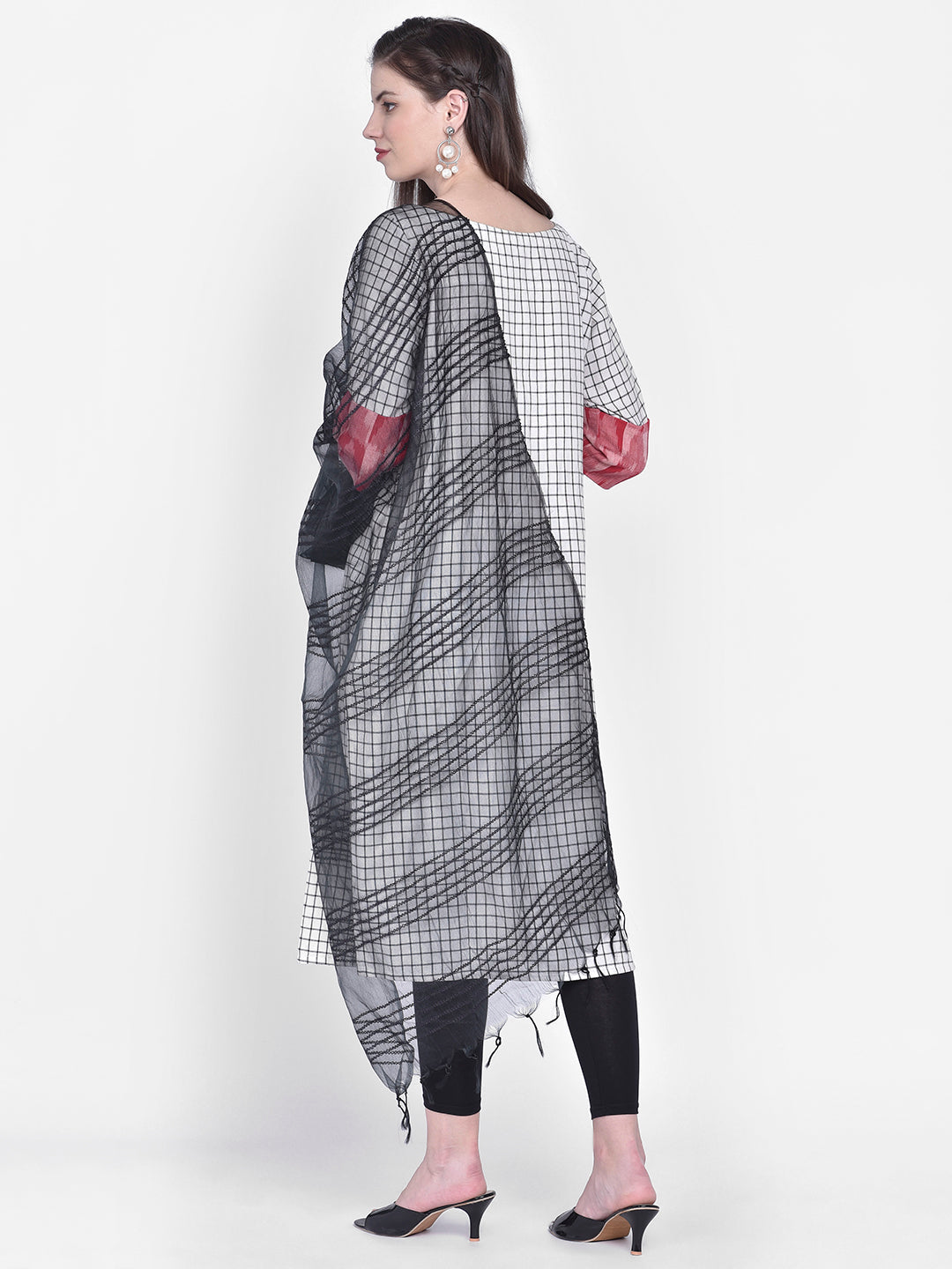 Dupatta Bazaar Woman's Woven Black Organza Dupatta - Dupatta Bazaar