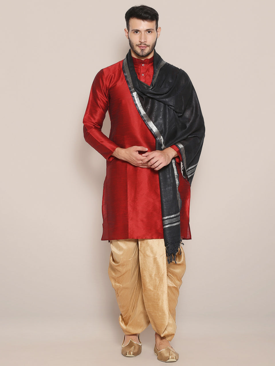Men's Black Linen Dupatta freeshipping - Dupatta Bazaar