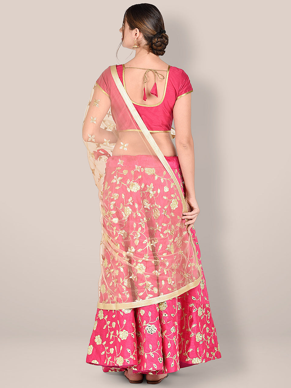 Embroidered Beige Net Dupatta. freeshipping - Dupatta Bazaar
