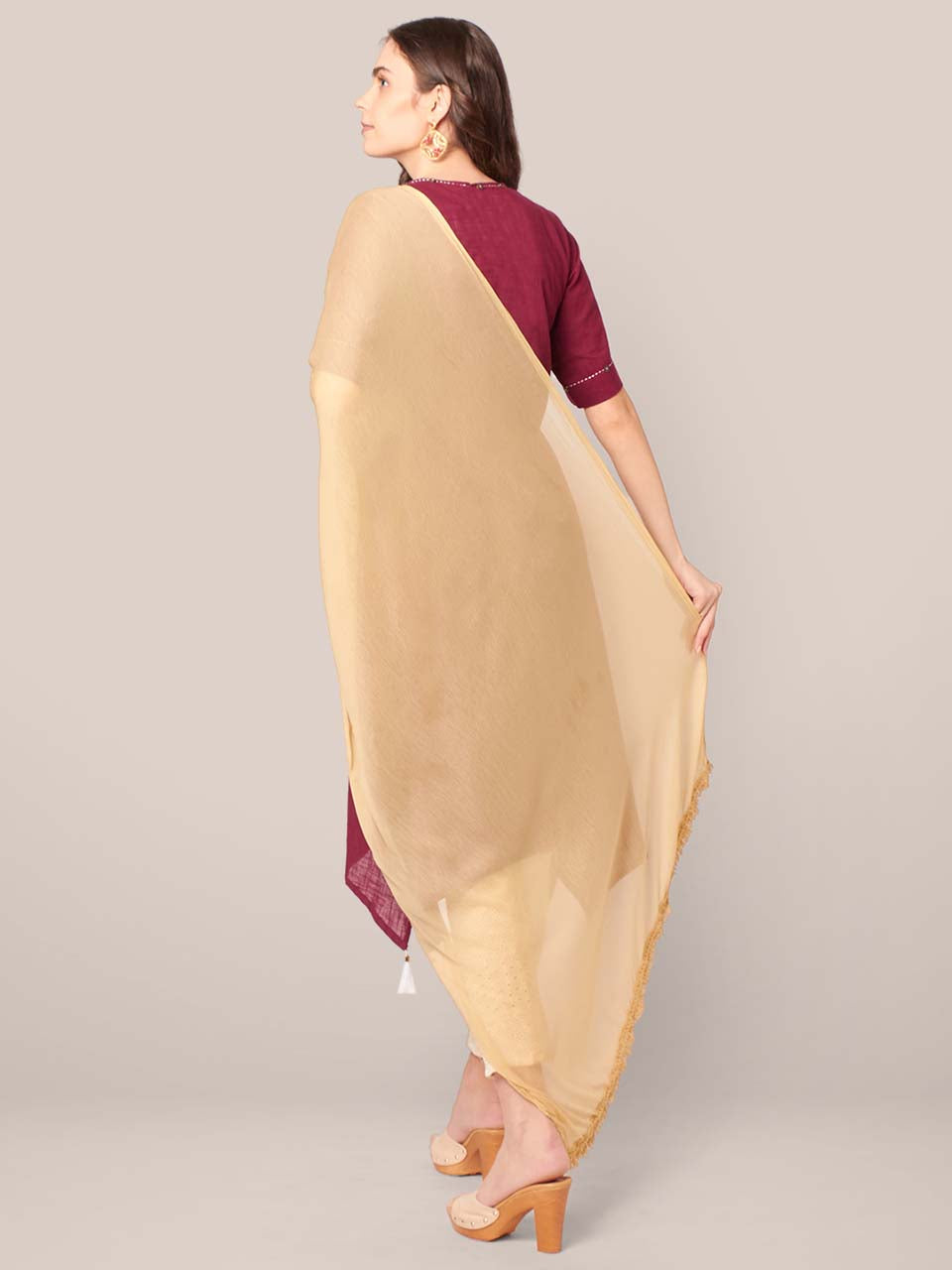 Plain Beige Chiffon Dupatta freeshipping - Dupatta Bazaar