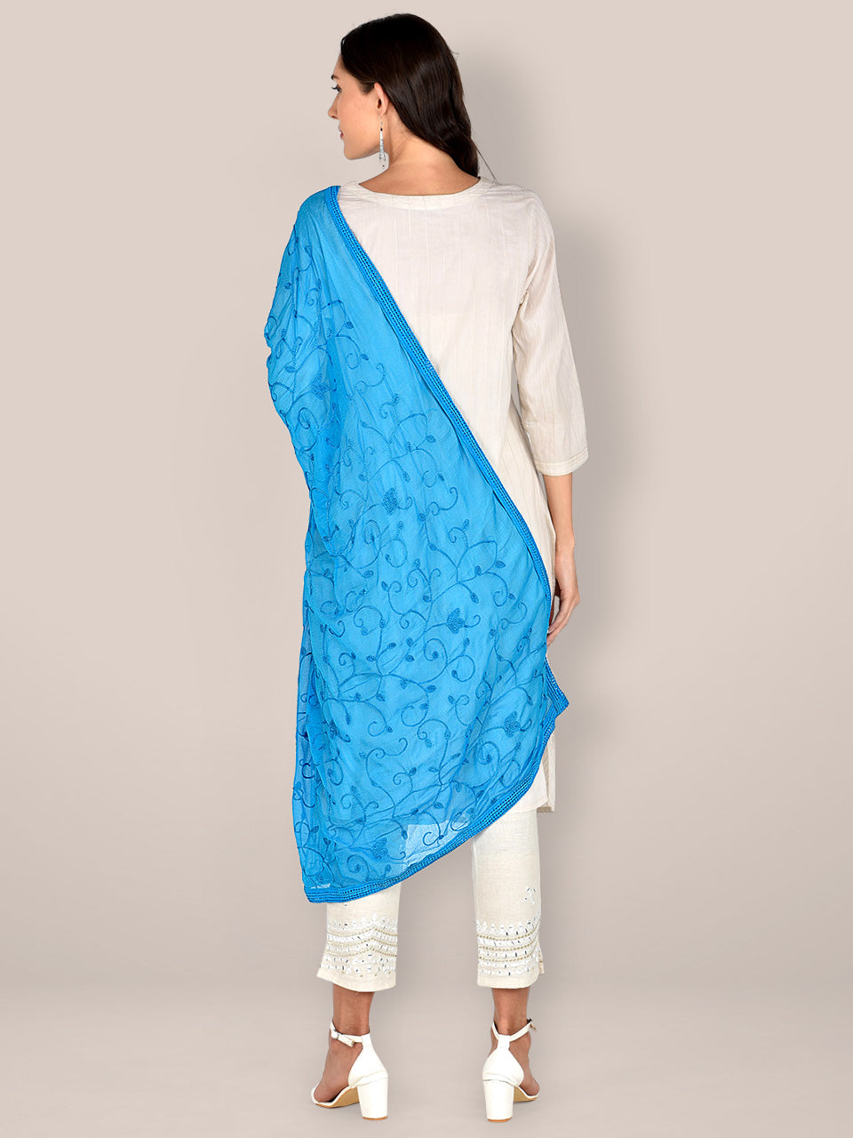 Embroidered Chiffon Dupatta freeshipping - Dupatta Bazaar