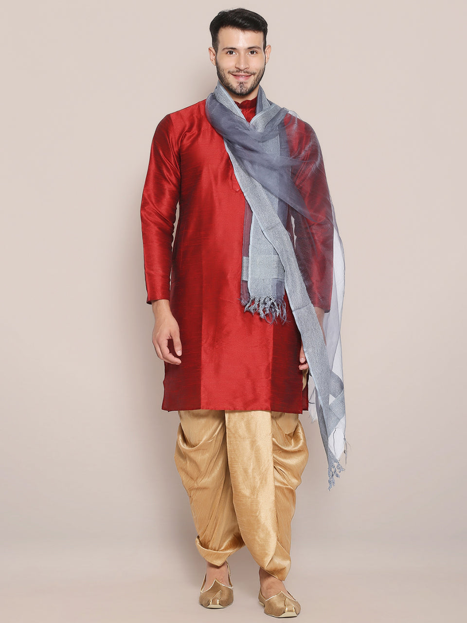 Men's Grey Organza Dupatta. freeshipping - Dupatta Bazaar