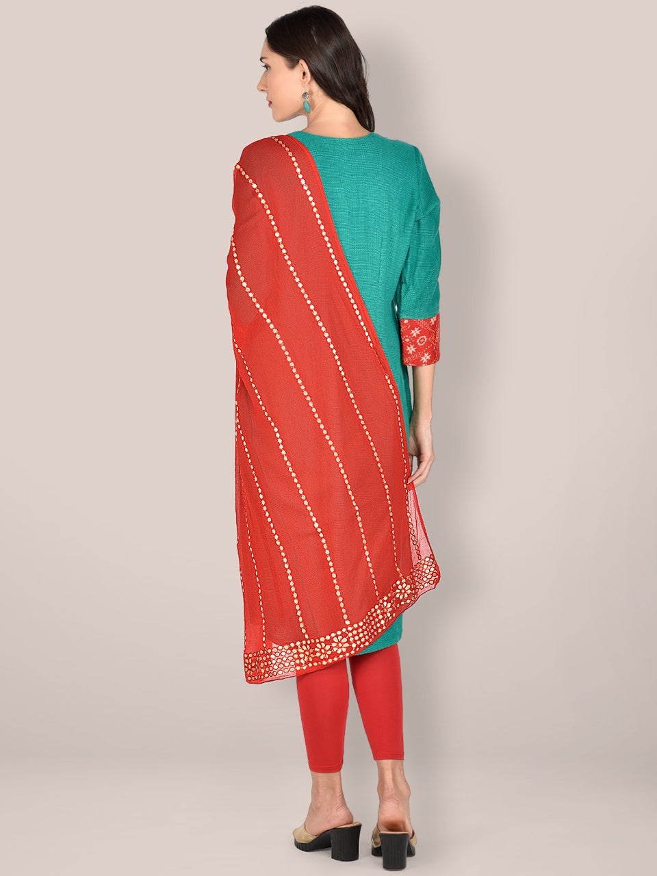 Red Chiffon Dupatta with Gotta Patti Work. freeshipping - Dupatta Bazaar