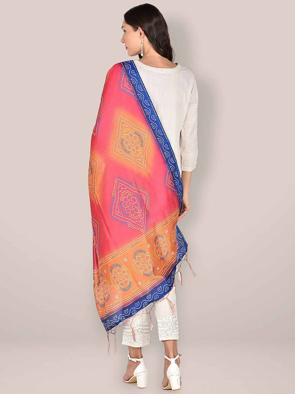 Bandhini Printed Multicloured Art Silk Dupatta freeshipping - Dupatta Bazaar