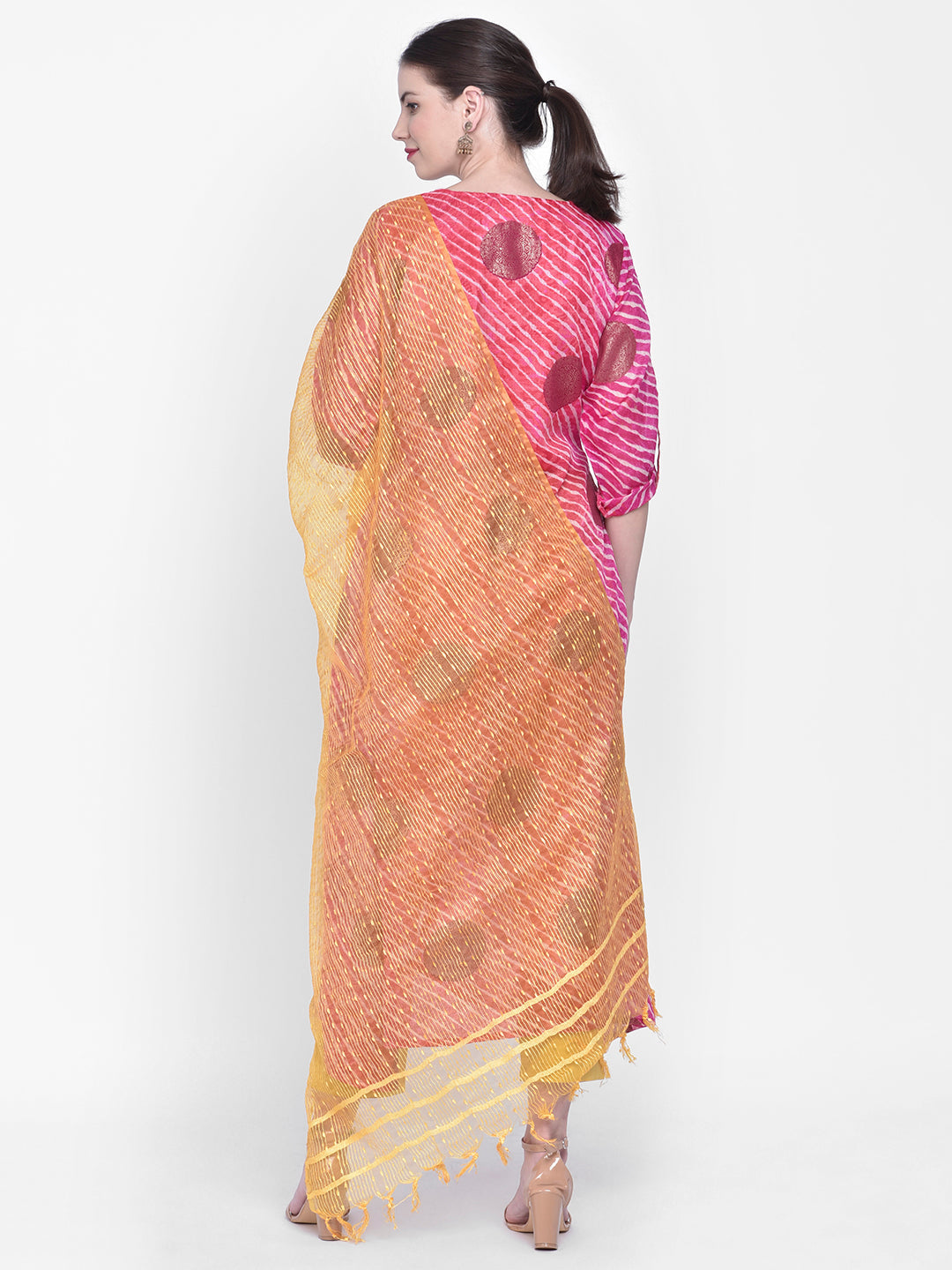 Dupatta Bazaar Woman'sYellow Organza Dupatta - Dupatta Bazaar