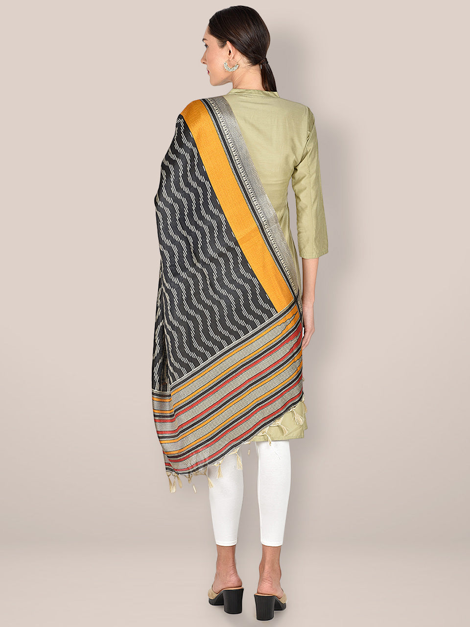 Printed Black & Multicoloured Art Silk Dupatta freeshipping - Dupatta Bazaar