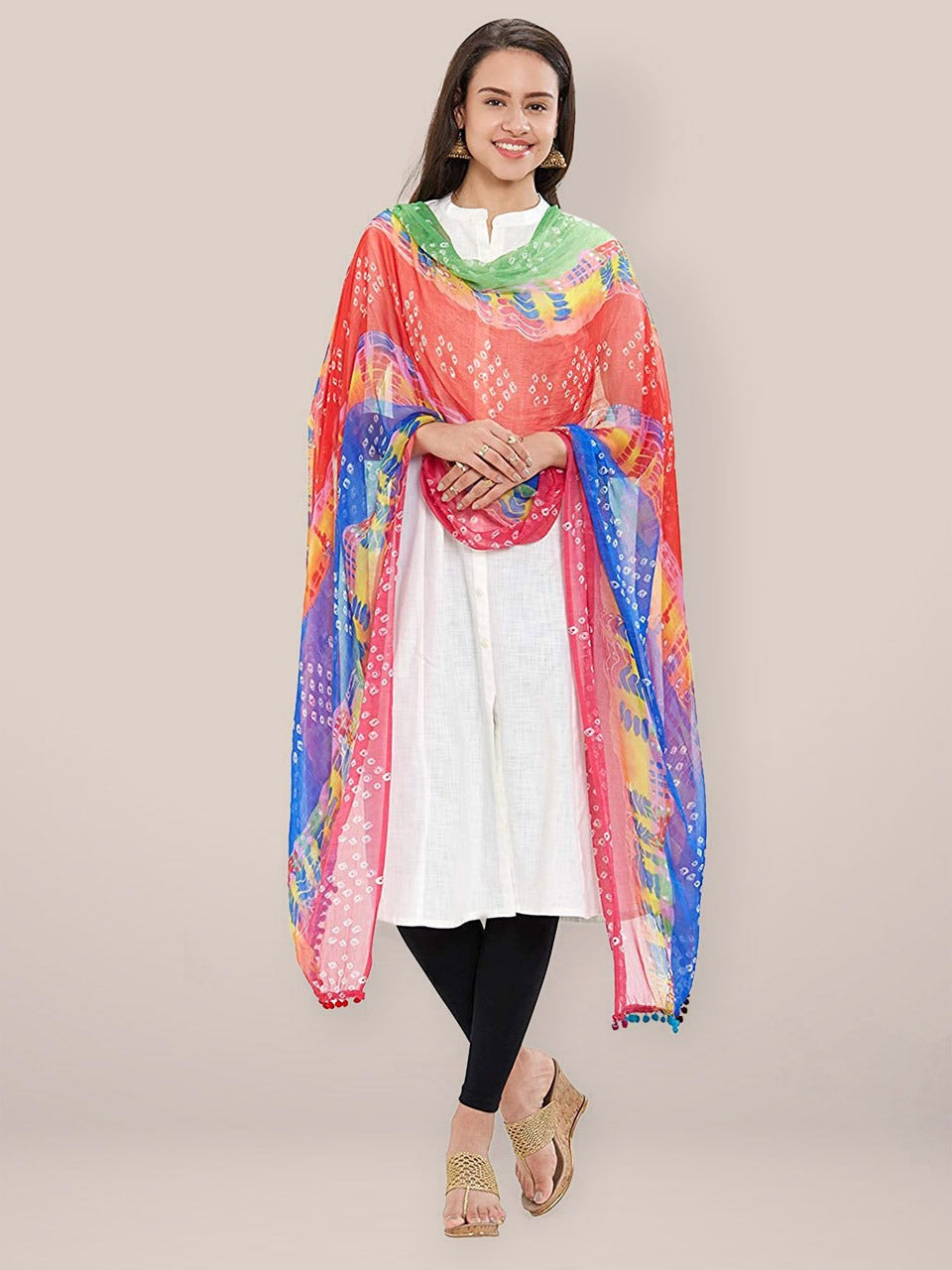 Multicoloured Printed Chiffon Dupatta freeshipping - Dupatta Bazaar