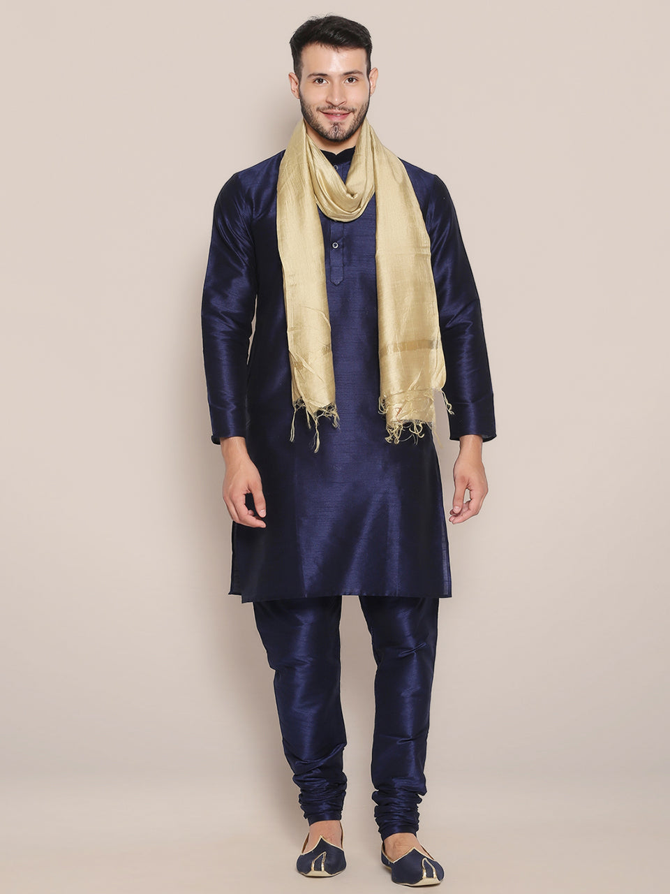 Men's Gold Blended Silk Dupatta freeshipping - Dupatta Bazaar