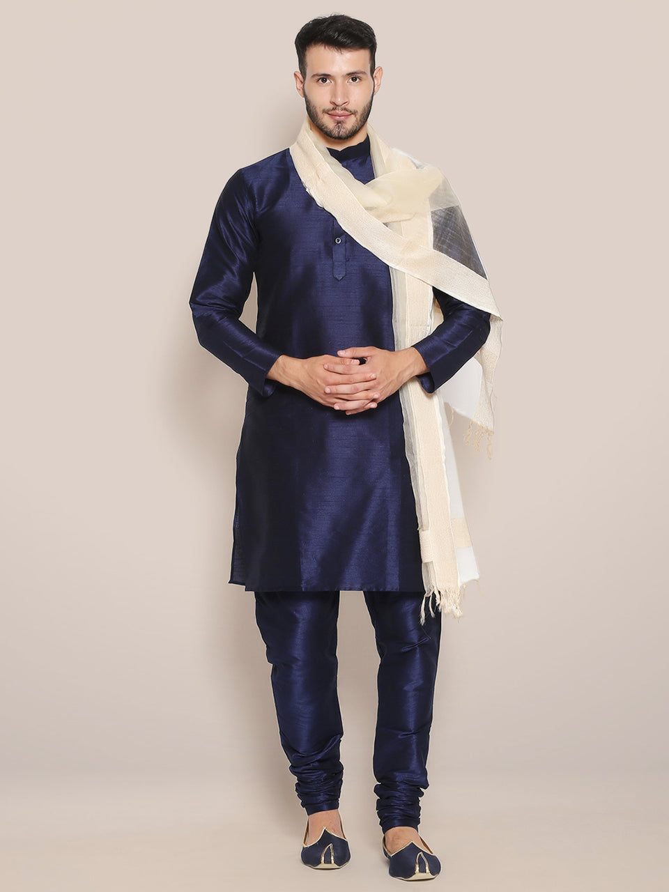 Men's Light Beige Organza Dupatta. freeshipping - Dupatta Bazaar