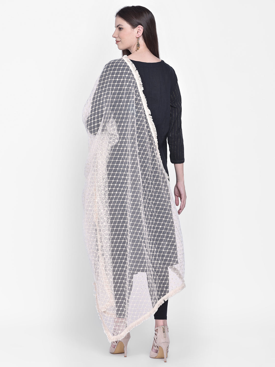 Dupatta Bazaar Woman's White Dupatta with Embroidery - Dupatta Bazaar