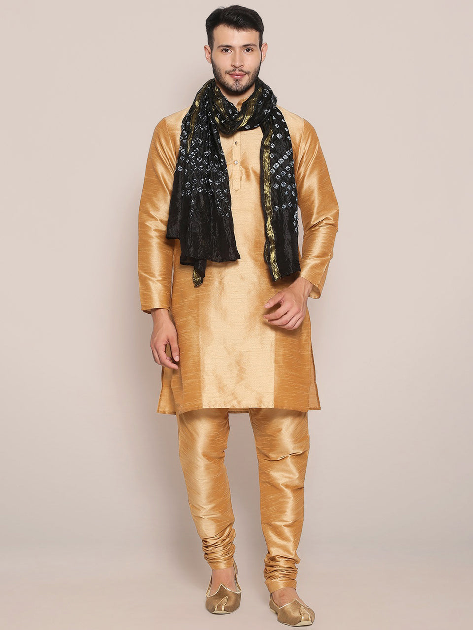 Men's Black Bandhini Dupatta freeshipping - Dupatta Bazaar