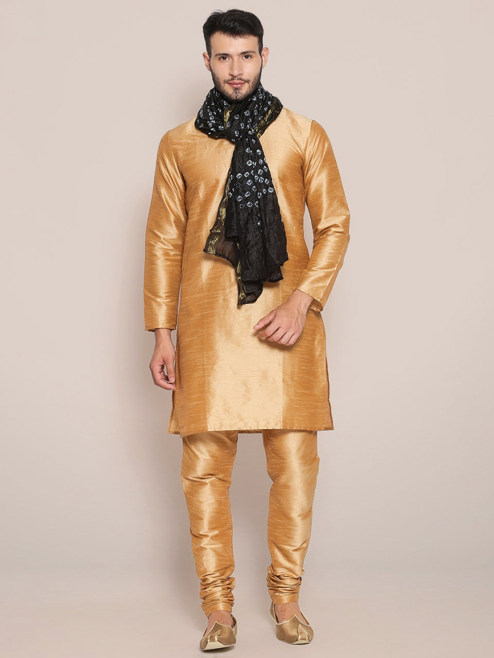 Men's Black Bandhini Dupatta freeshipping - Dupatta Bazaar