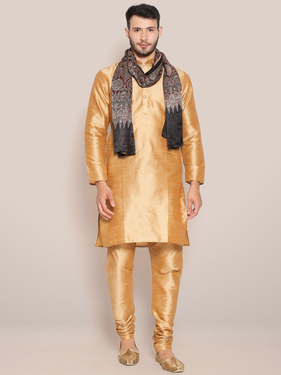Men's Black Ajrakh Stole freeshipping - Dupatta Bazaar