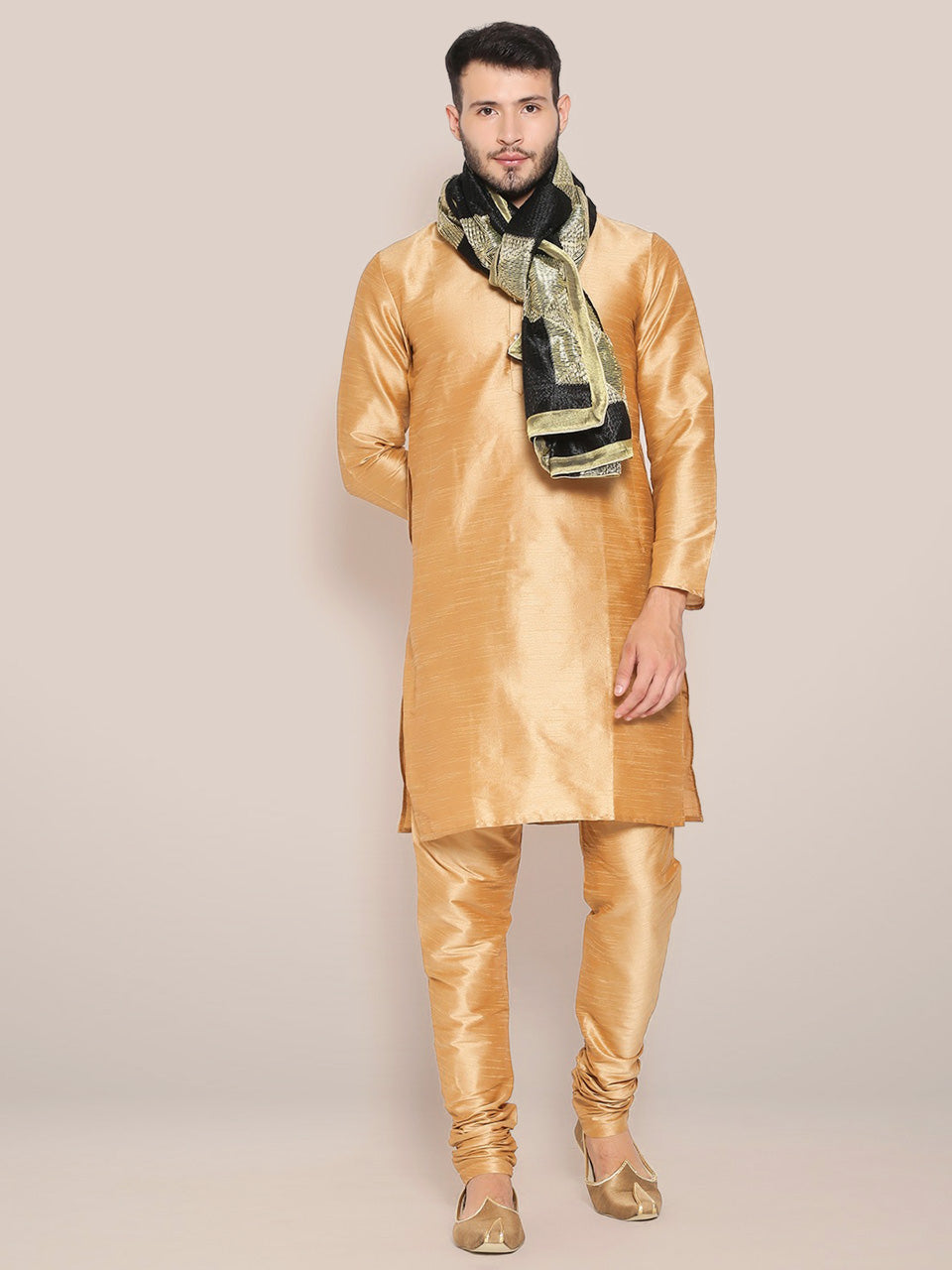 Men's Black & Gold Phulkari Chiffon Dupatta freeshipping - Dupatta Bazaar