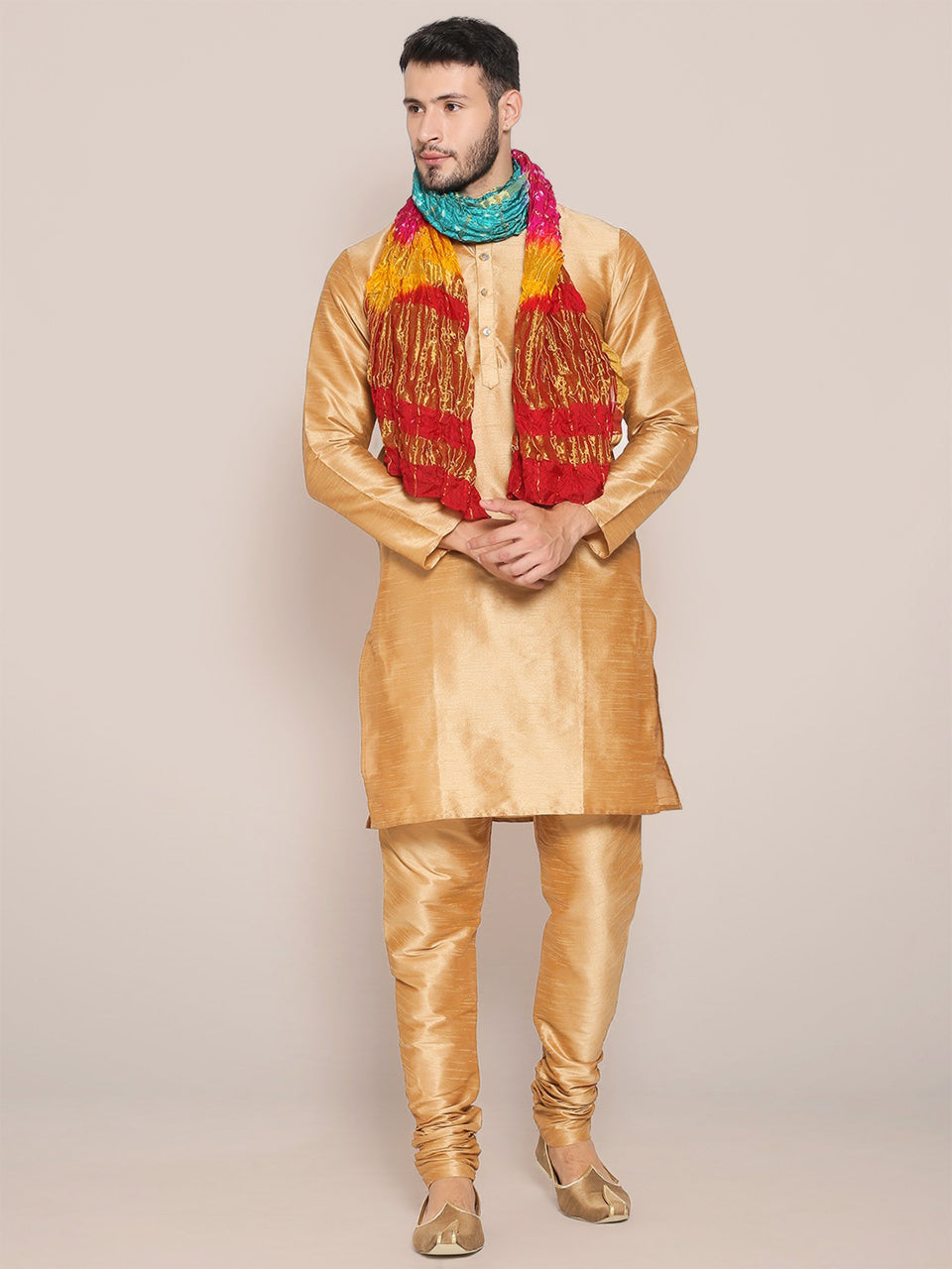 Men's Multicolour Bandhini Dupatta freeshipping - Dupatta Bazaar