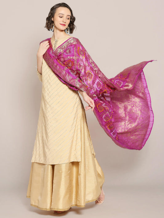 Purple Gharchola Bandhini dupatta