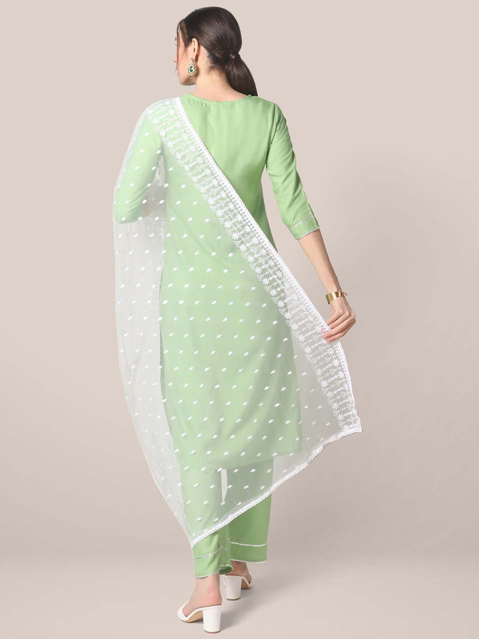 White Net Dupatta with Embroidery freeshipping - Dupatta Bazaar
