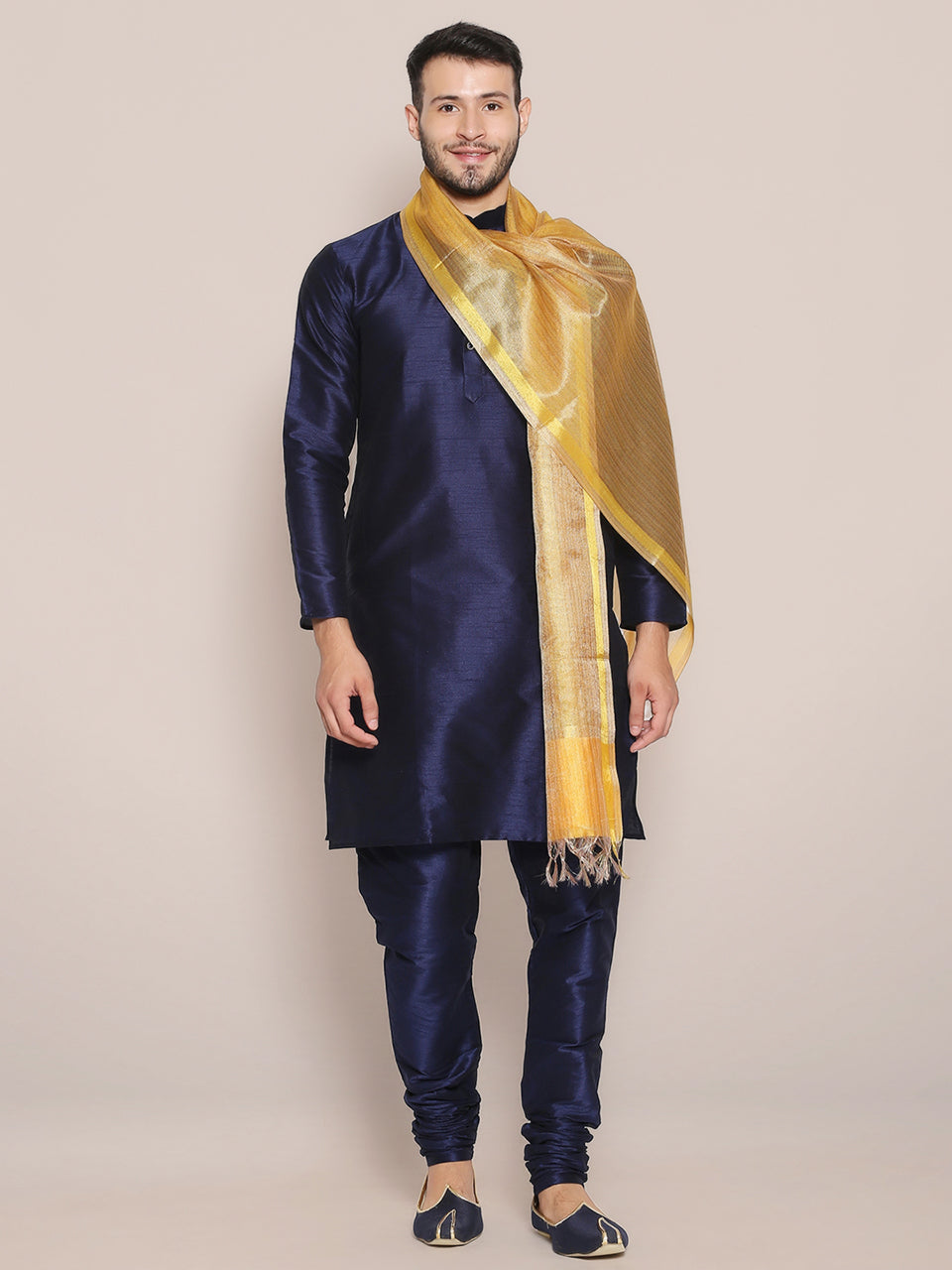 Men's Two Toned Gold Silk Dupatta freeshipping - Dupatta Bazaar