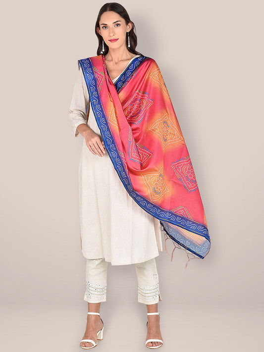 Bandhini Printed Multicloured Art Silk Dupatta freeshipping - Dupatta Bazaar