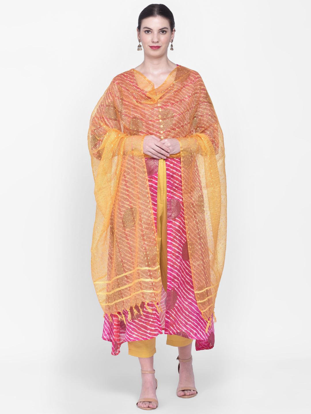 Dupatta Bazaar Woman'sYellow Organza Dupatta - Dupatta Bazaar