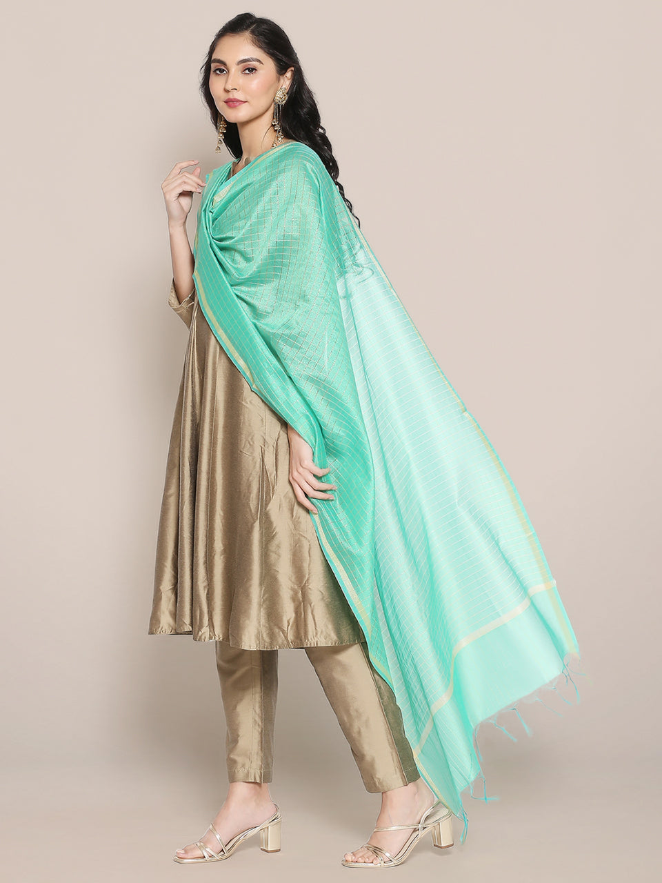 Sea Green Cotton Silk Dupatta