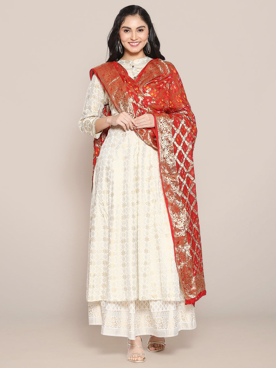 Silk Red Gharchola Bandhini Dupatta freeshipping - Dupatta Bazaar