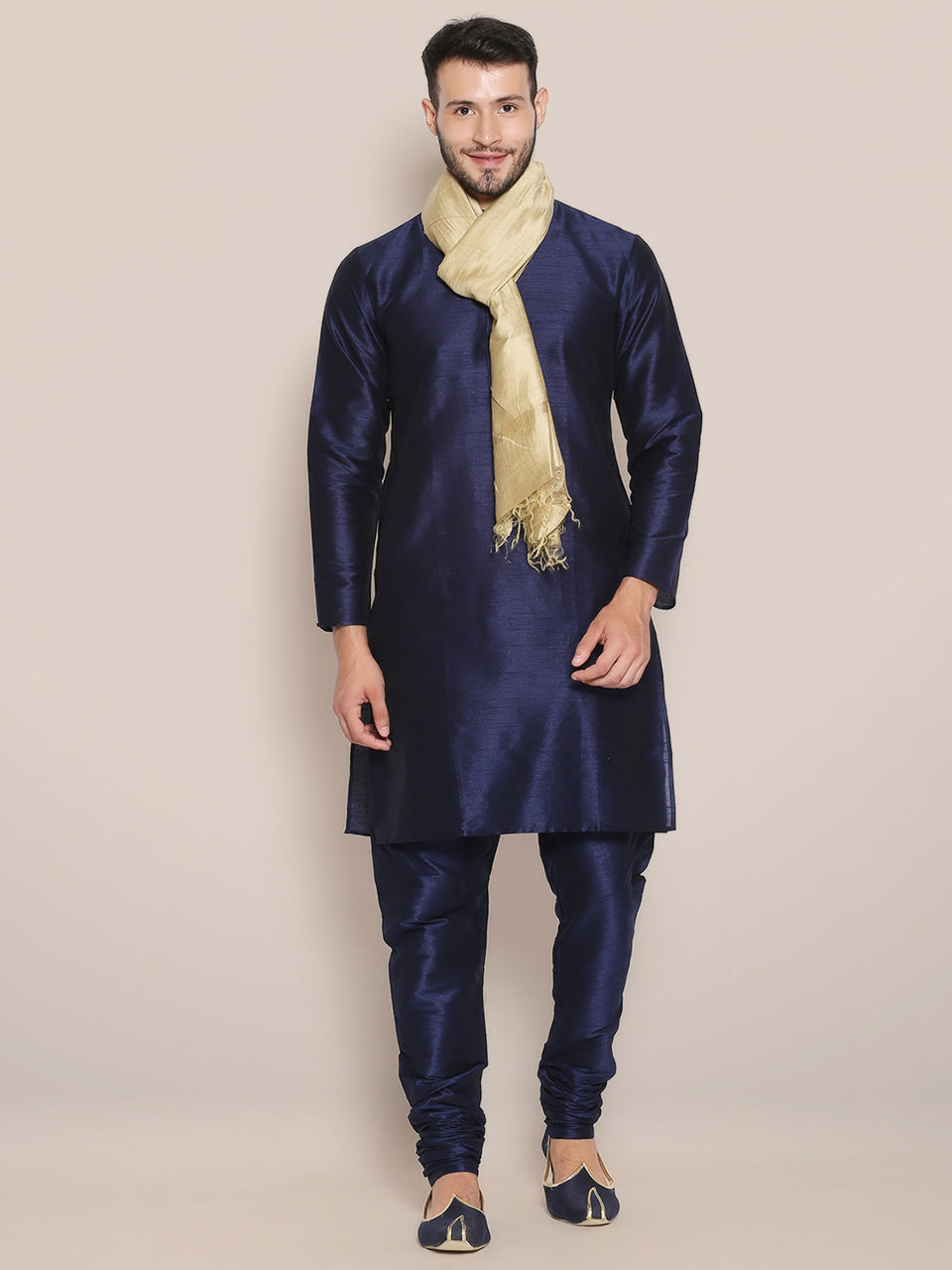 Men's Gold Blended Silk Dupatta freeshipping - Dupatta Bazaar
