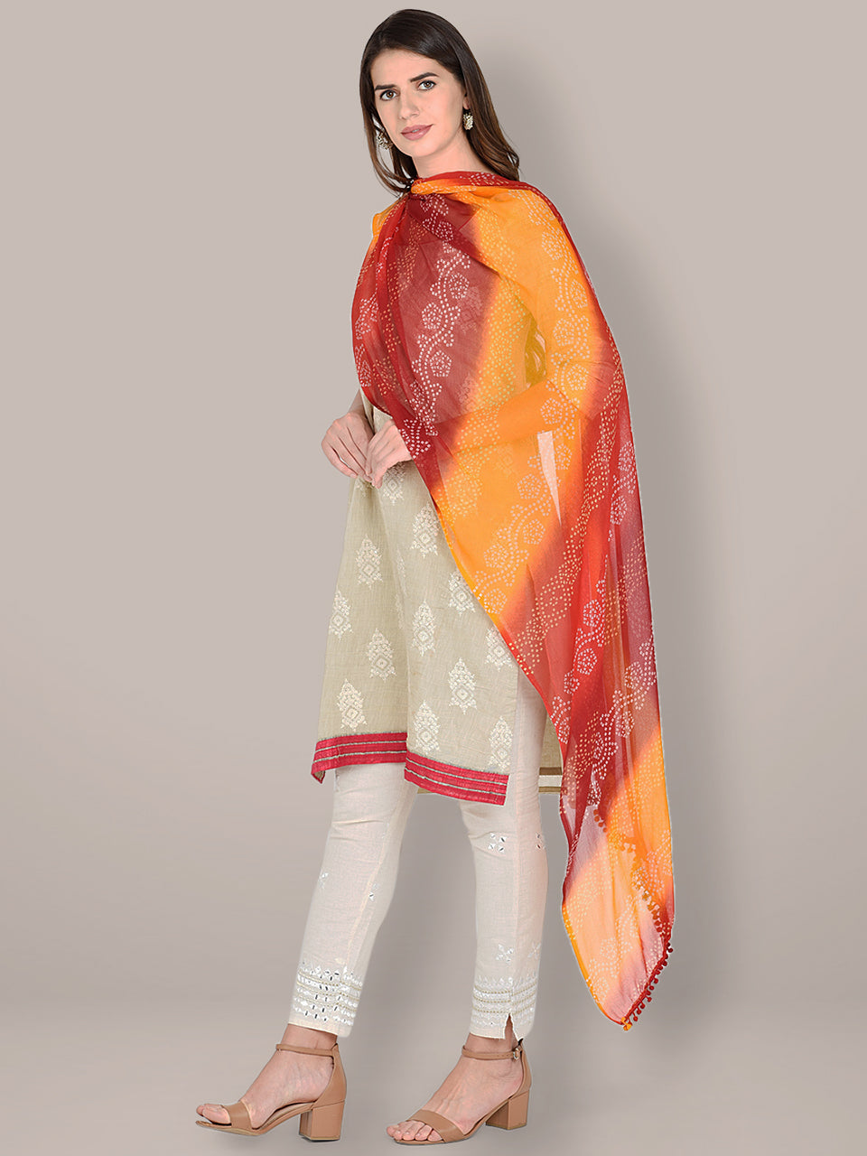 Printed Bandhini Chiffon Dupatta. freeshipping - Dupatta Bazaar