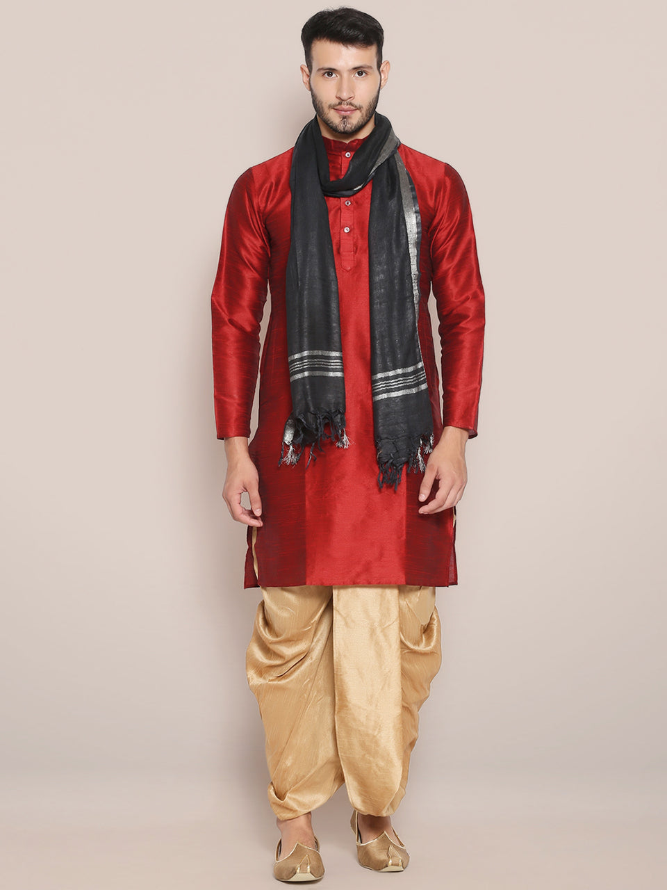 Men's Black Linen Dupatta freeshipping - Dupatta Bazaar