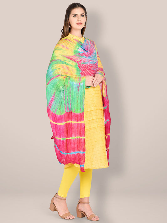 Pink & Multicoloured Blended Silk Dupatta freeshipping - Dupatta Bazaar