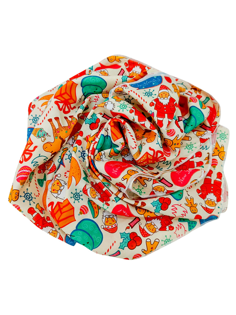 Printed Cream & Multicolor Silk Blend  Scarf/ Stole 