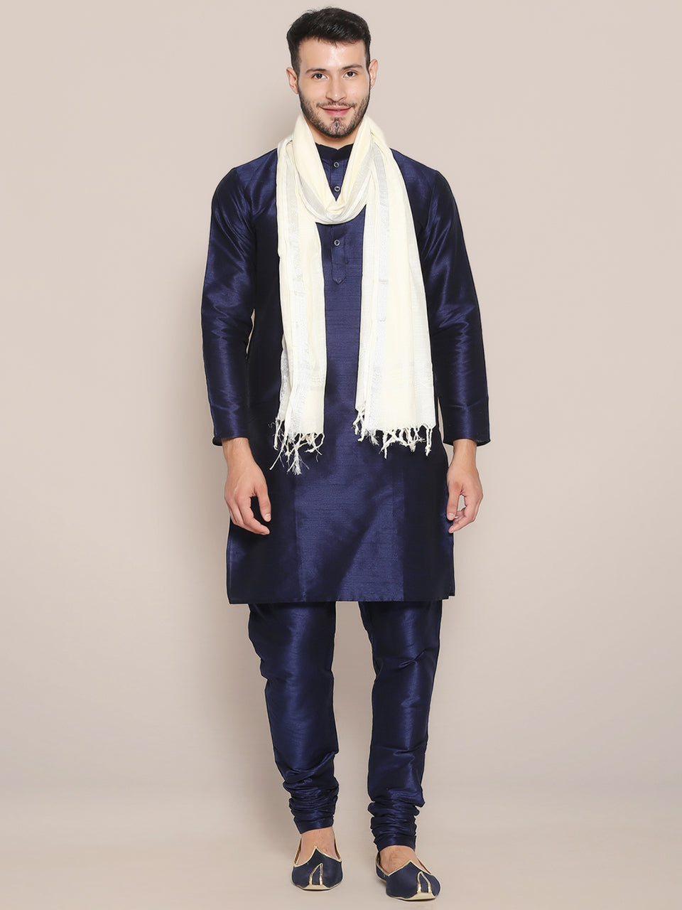 Men's Off White Linen Dupatta freeshipping - Dupatta Bazaar