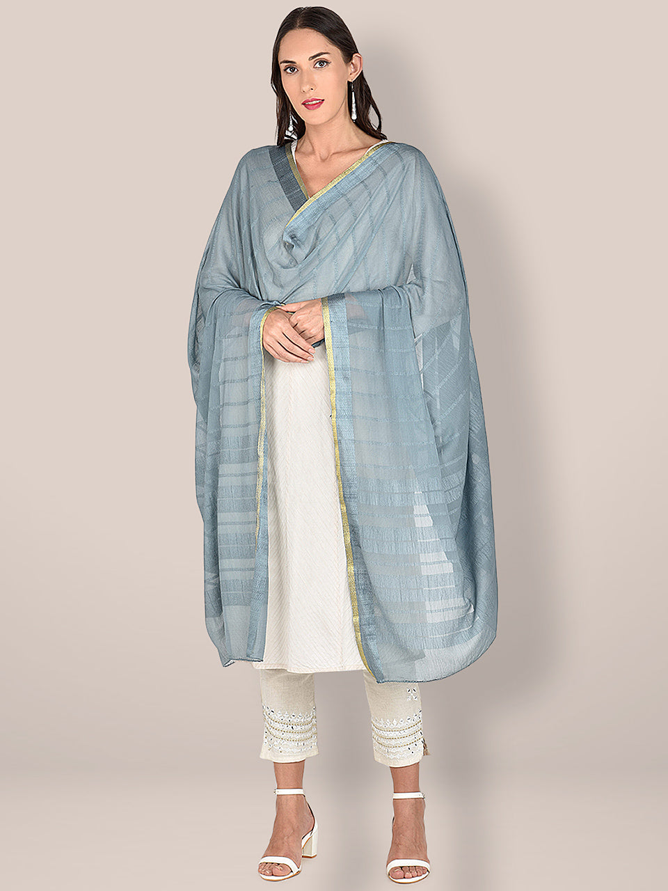Grey Pure Chiffon Dupatta. freeshipping - Dupatta Bazaar