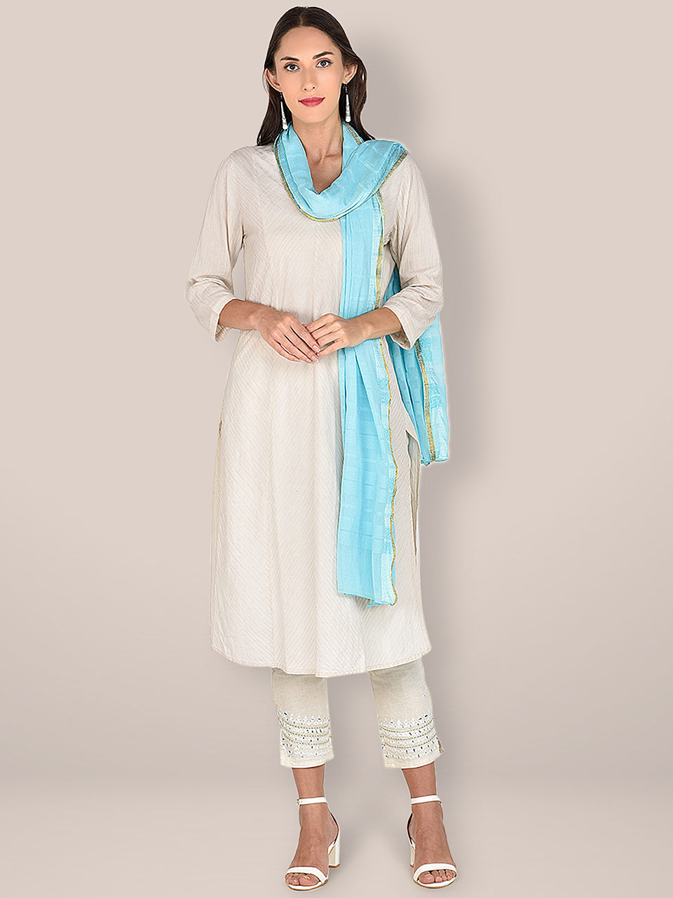 Sky Blue Pure Chiffon Dupatta. freeshipping - Dupatta Bazaar