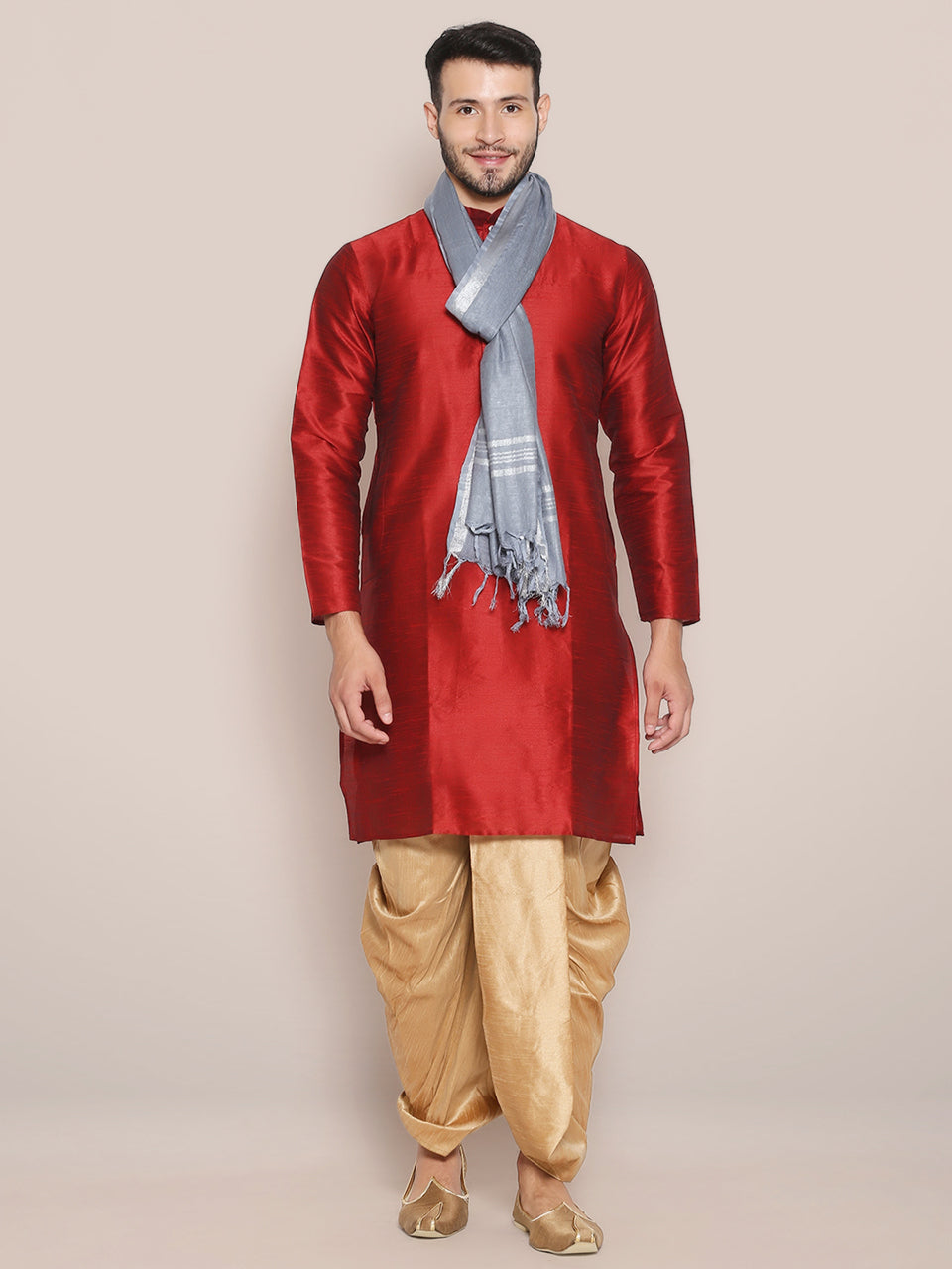 Men's Grey Linen Dupatta freeshipping - Dupatta Bazaar