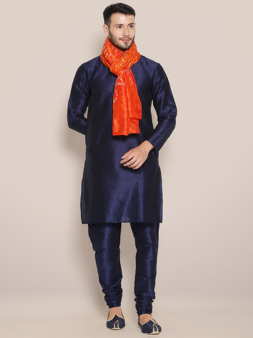 Men's Orange Bandhini Dupatta freeshipping - Dupatta Bazaar