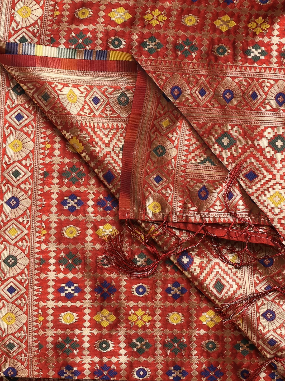 Men's Red Banarasi Silk Dupatta. freeshipping - Dupatta Bazaar
