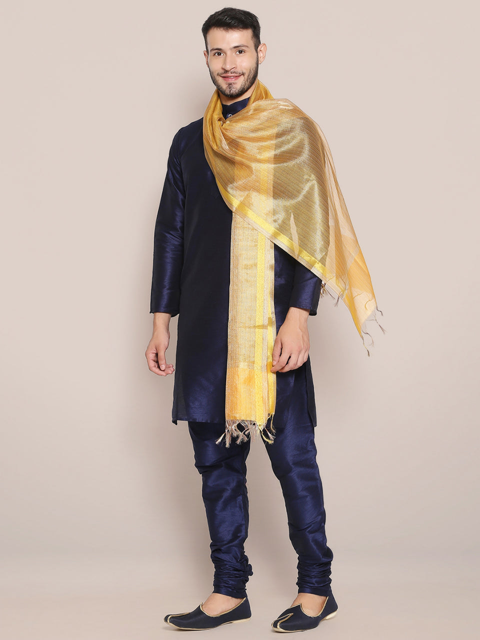 Men's Two Toned Gold Silk Dupatta freeshipping - Dupatta Bazaar