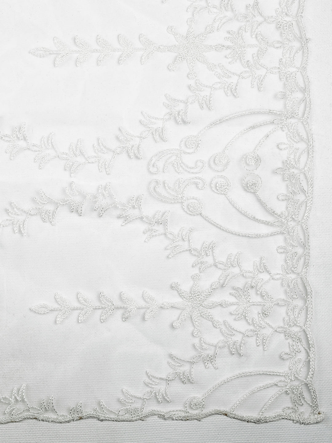 Dupatta Bazaar Woman's Embroidered White net Dupatta - Dupatta Bazaar