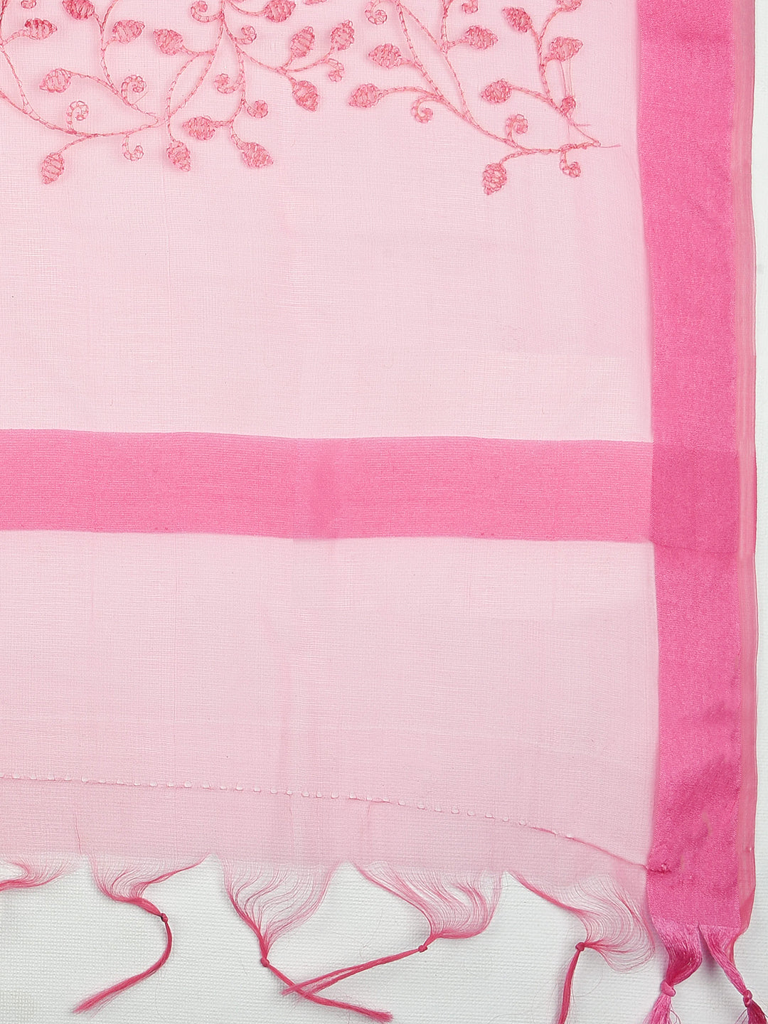 Dupatta Bazaar Woman's Embroidered Baby Pink Organza Dupatta - Dupatta Bazaar