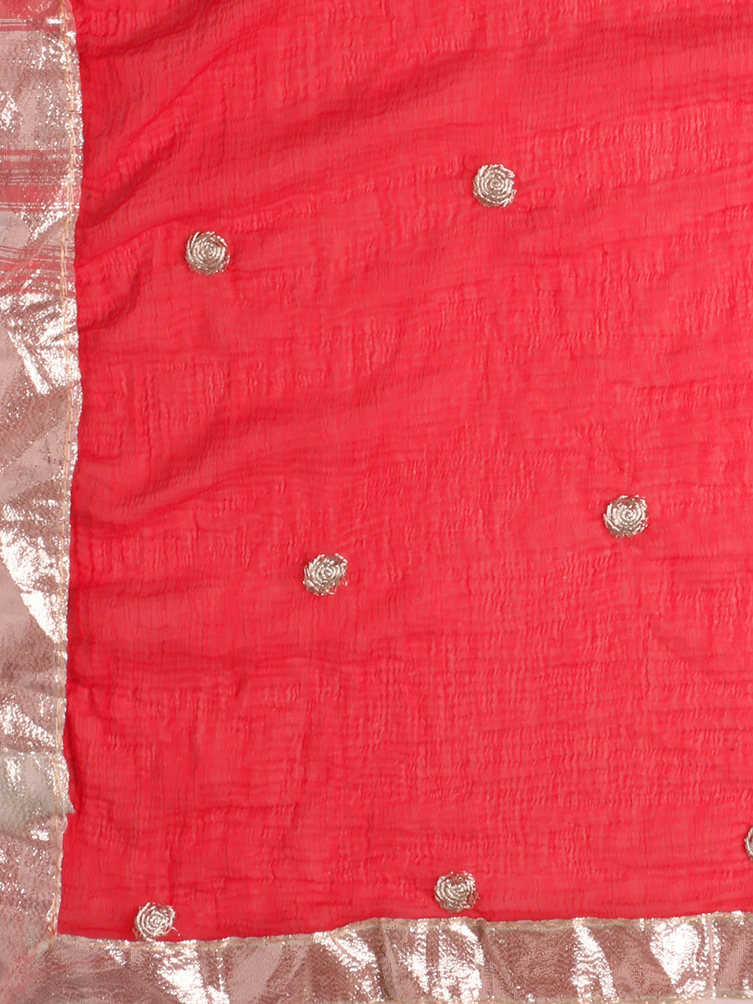 Red Chiffon Dupatta with Silver Embroidery freeshipping - Dupatta Bazaar
