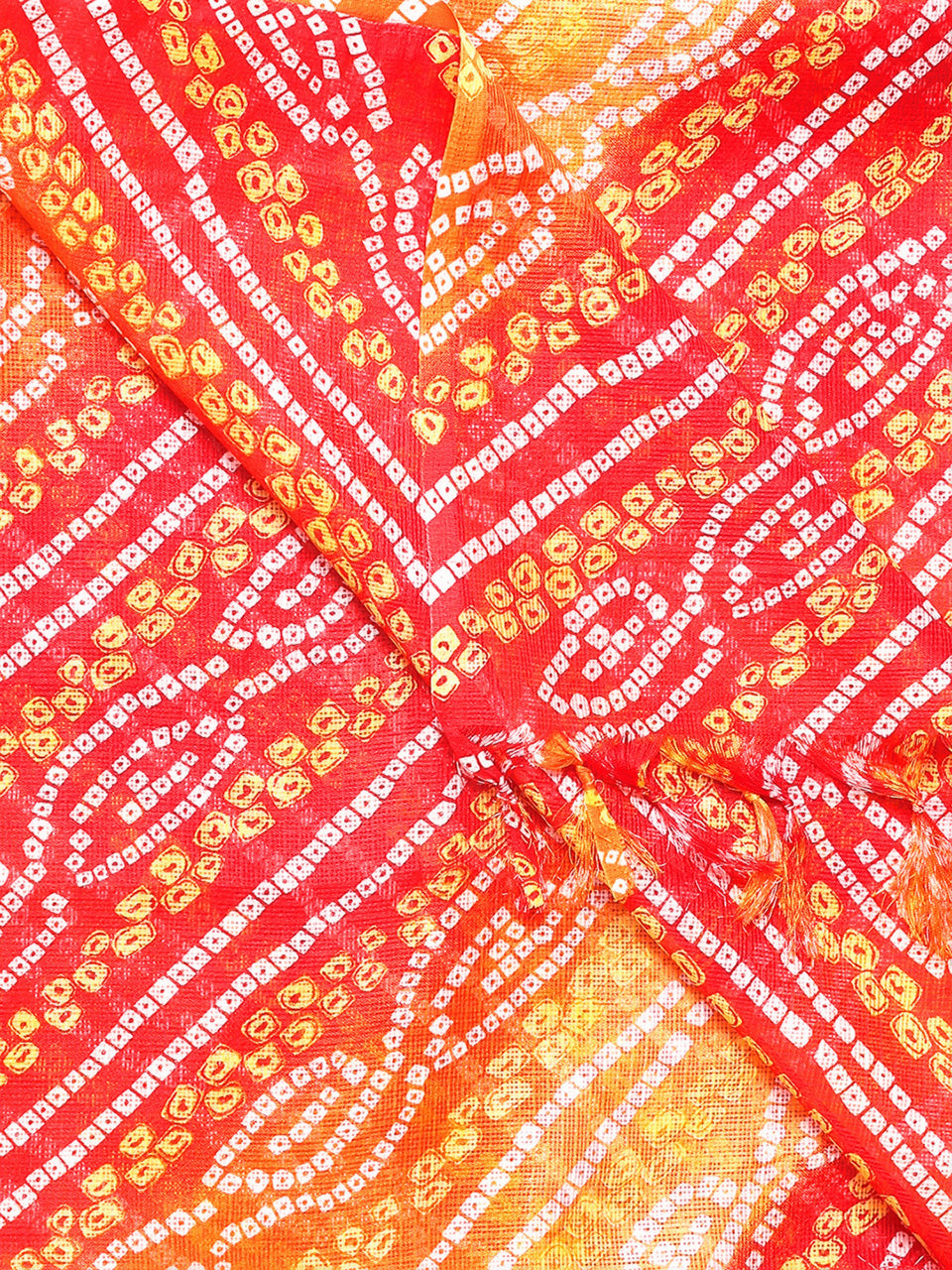 Digital Printed Red Bandhini Kota Doria Dupatta freeshipping - Dupatta Bazaar