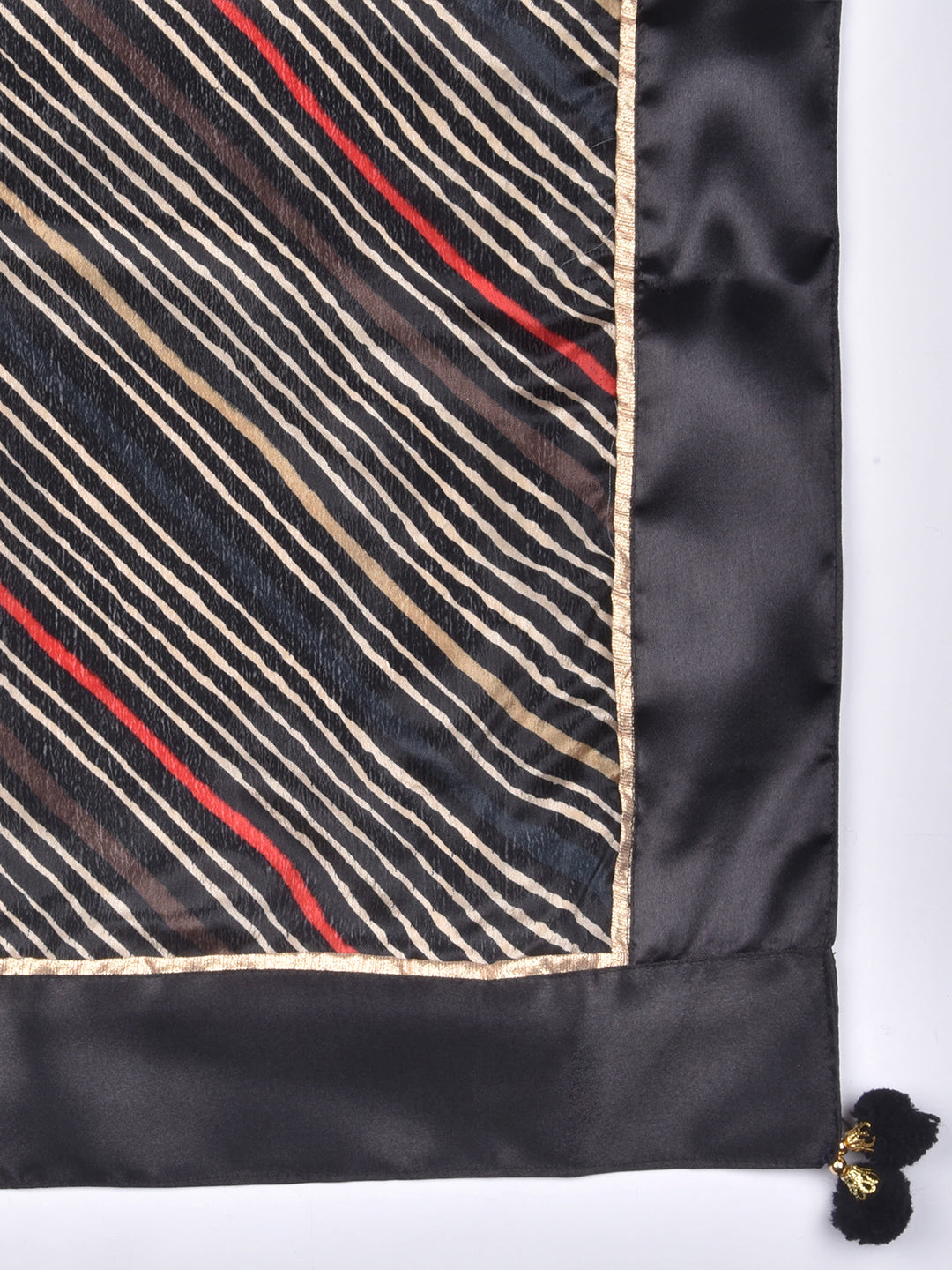 Dupatta Bazaar Woman's Lehariya Black Crepe Dupatta. - Dupatta Bazaar